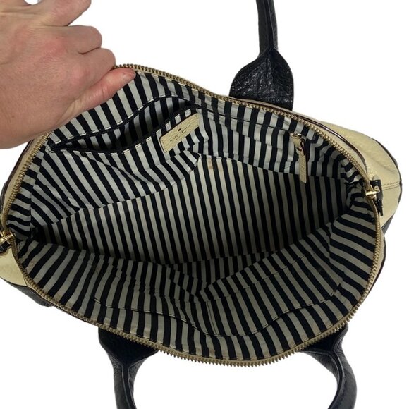 Kate‎ Spade Southport Avenue Jenny Pebble Leather Handbag Cream Black Gold Bag - Picture 3 of 12